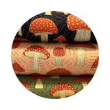 3 meters left! - Mushrooms in Fern with Gold Metallic - Meadowmere Collection - Gingiber for Moda Fabrics