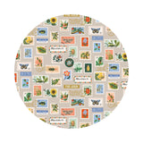 Re-stock! - Botanical Postage Stamps in Khaki Metallic - Curio by Rifle Paper Co. - Cotton + Steel Fabrics
