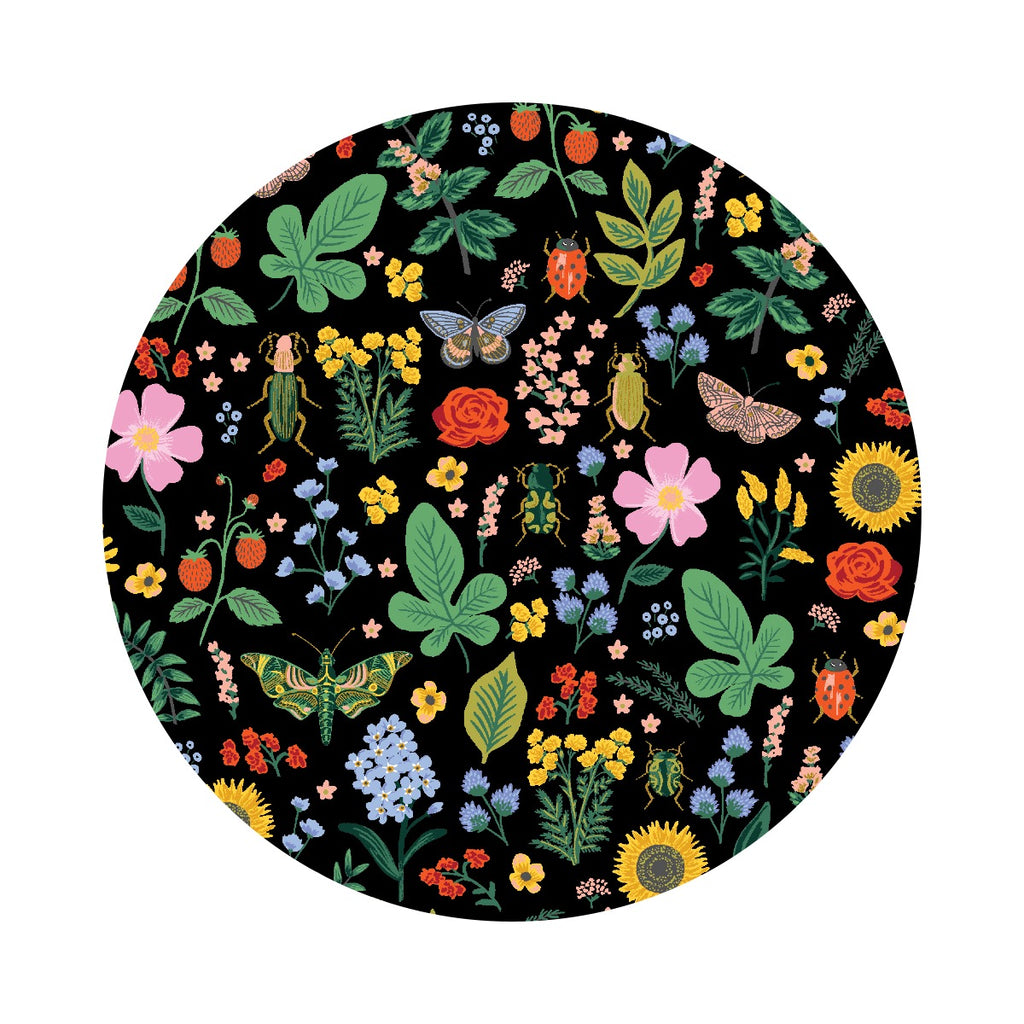 1.5 meters left! - Curio Floral in Black Metallic - Curio by Rifle Paper Co. - Cotton + Steel Fabrics