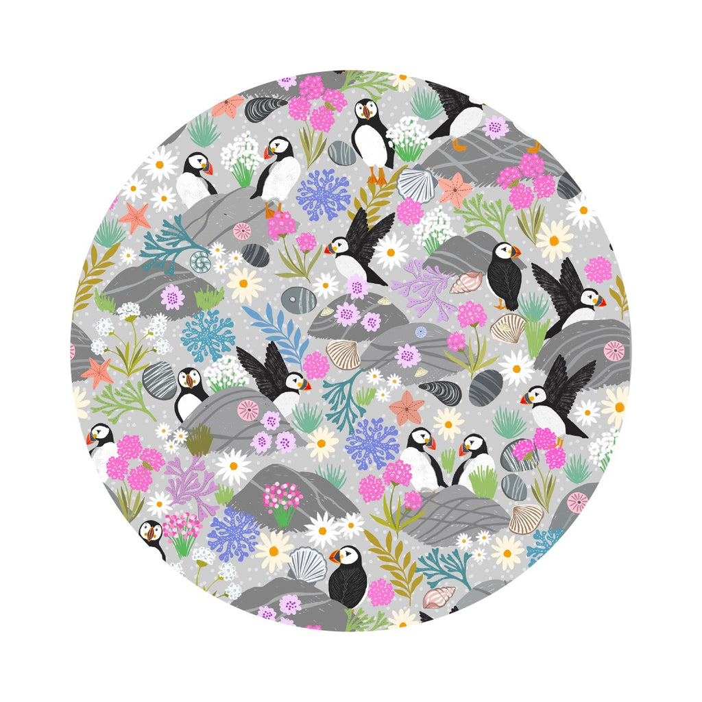 4 meters left! - Puffins on Light Rock - Puffin Rock Collection - Lewis & Irene Fabrics