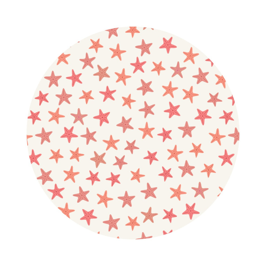 3.5 meters left! - Orange Starfish on Cream - Puffin Rock Collection - Lewis & Irene Fabrics