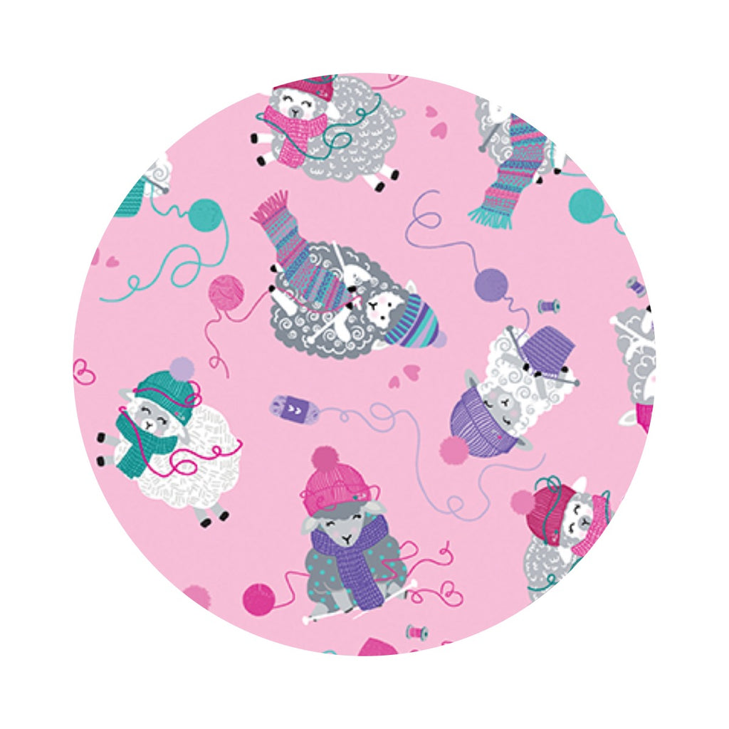 Knitting Sheep in Pink - Love Ewe More Collection - Kanvas Studio - Benartex