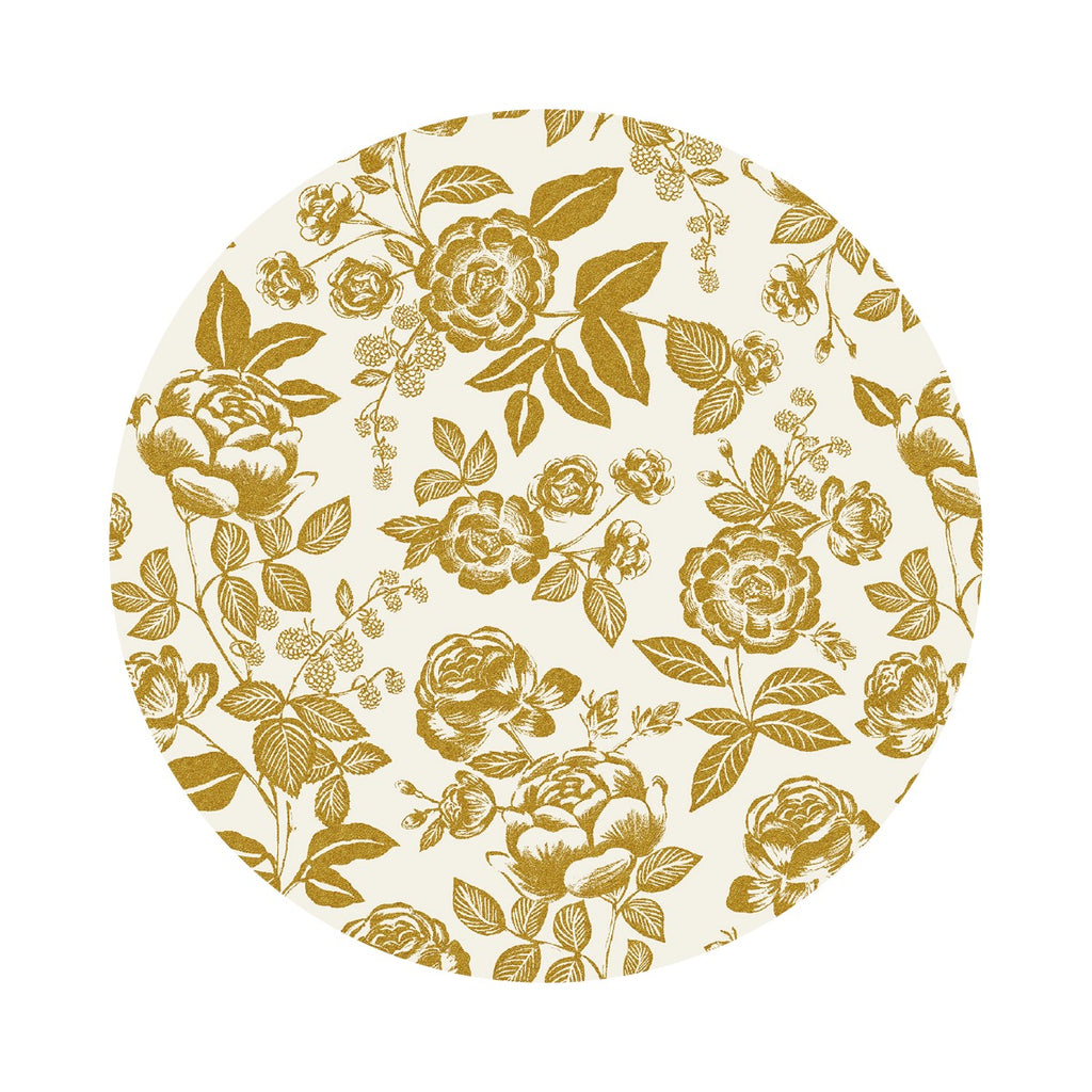 English Rose in Cream & Gold Metallic Cotton - English Rose Collection by Rifle Paper Co. - Cotton + Steel Fabrics
