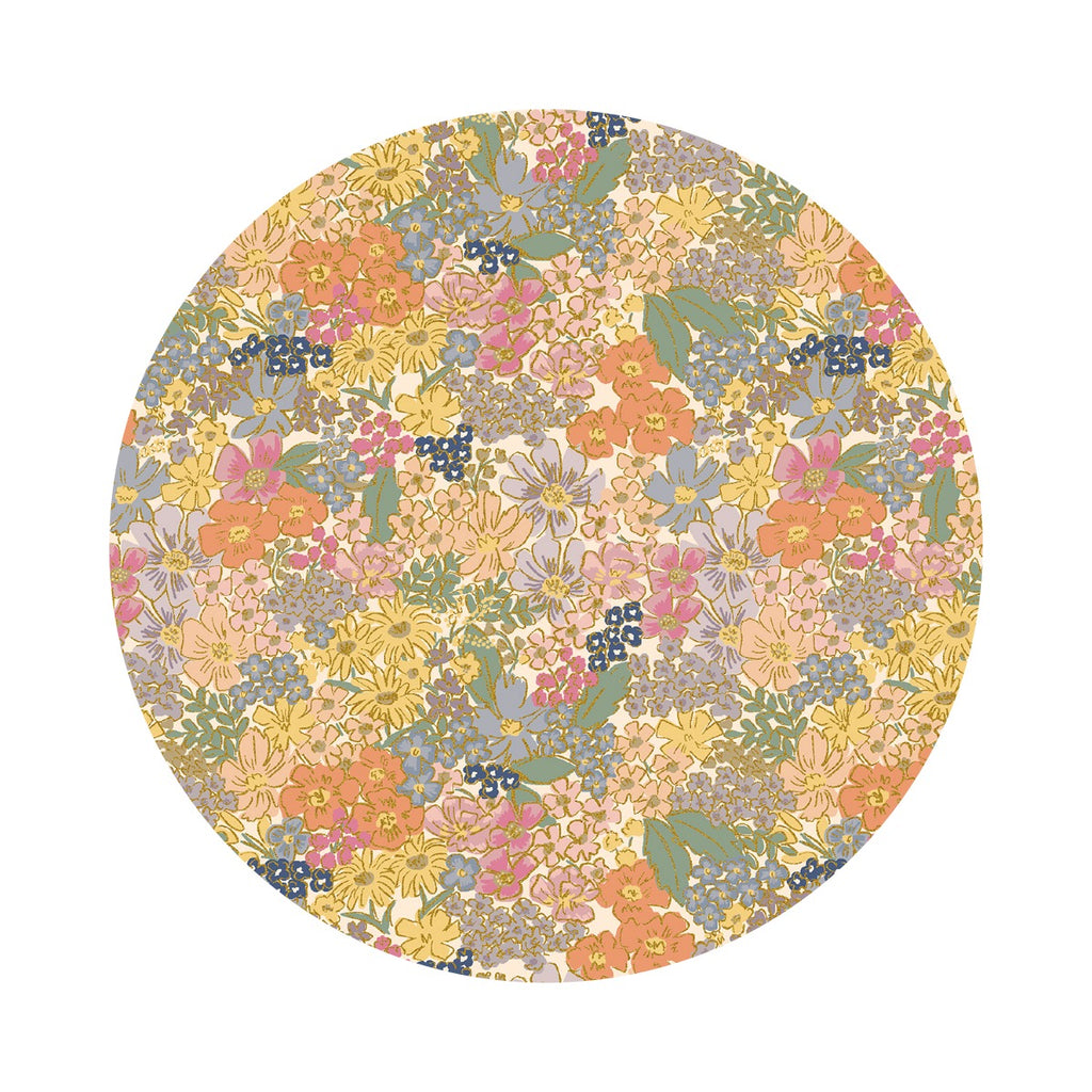 Mimi in Blush Metallic Cotton - English Rose Collection by Rifle Paper Co. - Cotton + Steel Fabrics