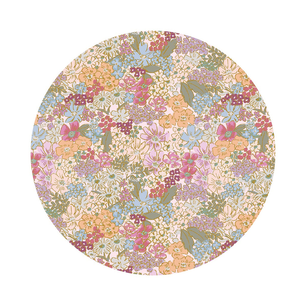 Mimi in Plum Metallic Cotton - English Rose Collection by Rifle Paper Co. - Cotton + Steel Fabrics