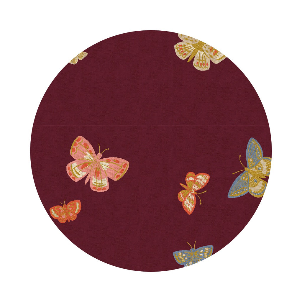 Butterfly House in Burgundy Metallic Canvas - English Rose Collection by Rifle Paper Co. - Cotton + Steel Fabrics