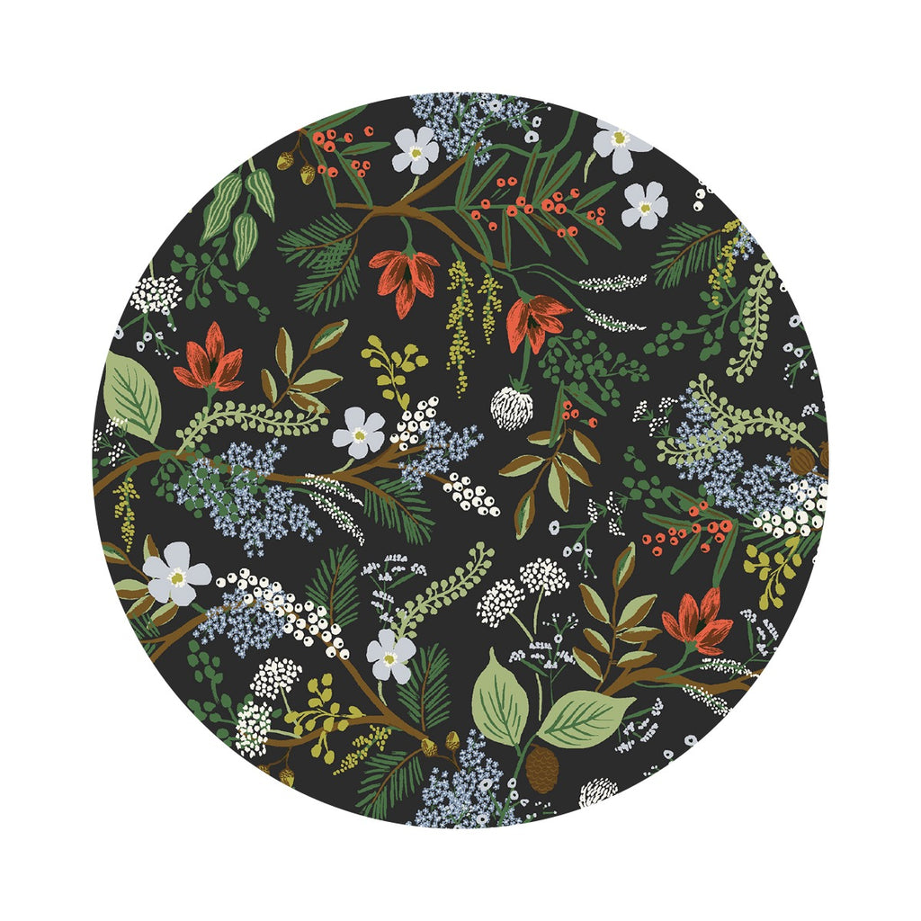 Juniper Forest in Black Cotton - English Rose Collection by Rifle Paper Co. - Cotton + Steel Fabrics