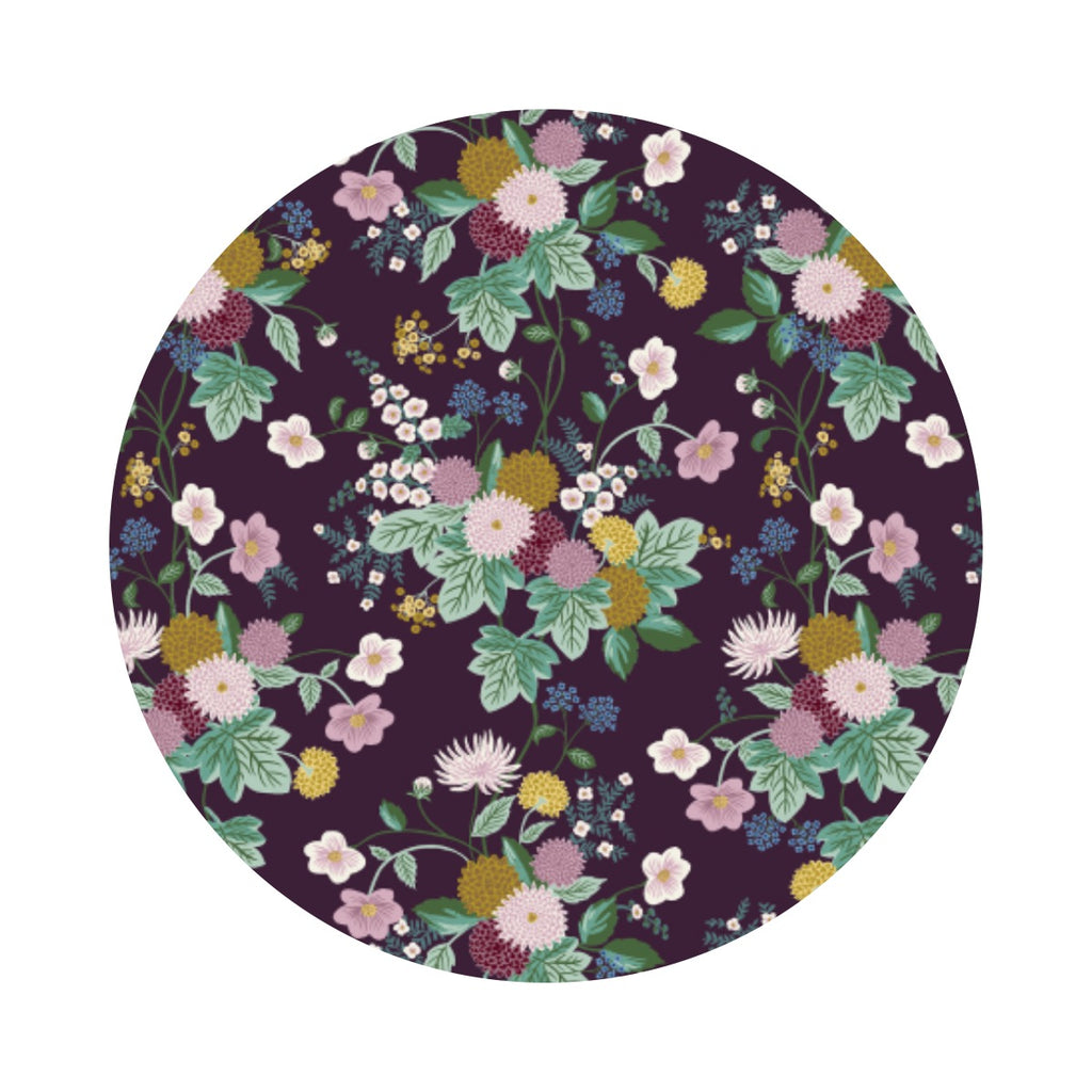 Dahlia in Aubergine - Dahlia Collection by Rifle Paper Co. - Cotton + Steel Fabrics