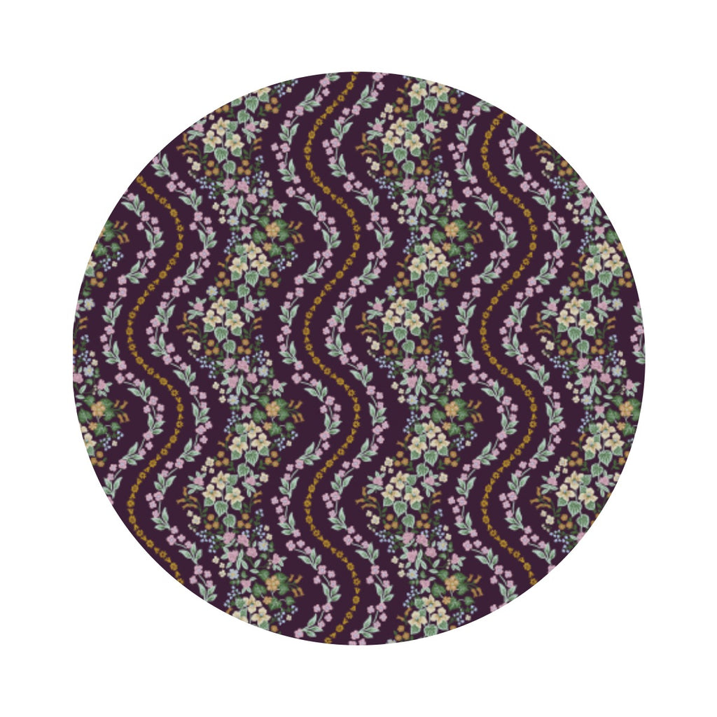 2.5 meters left! - Wildwood Vines in Aubergine with Gold Metallic - Dahlia Collection by Rifle Paper Co. - Cotton + Steel Fabrics