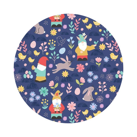 Spring Gnomes on Blue - Spring Treats Collection - Lewis & Irene Fabrics