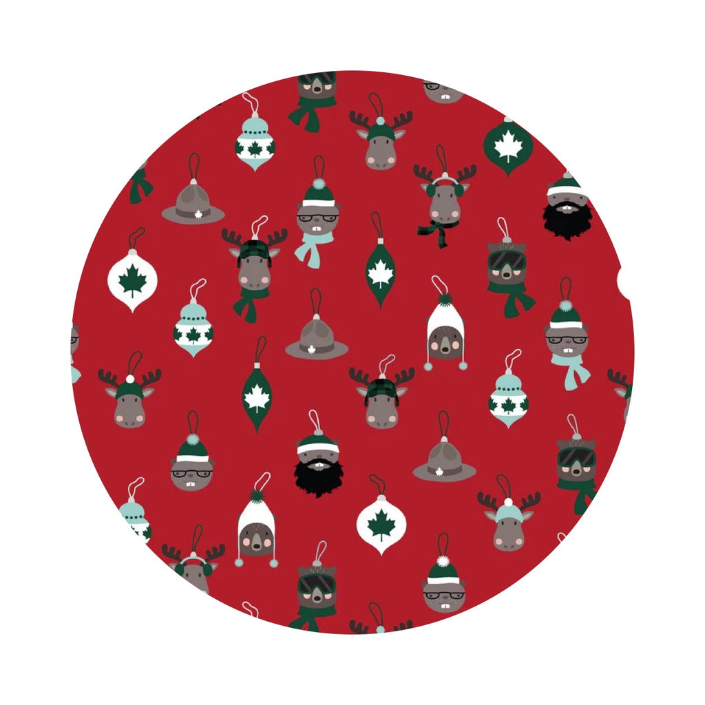 Re-stock! - Critter Ornaments in Crimson - Purely Canadian EH : Holid'EH Season Collection - Robert Kaufman Fabrics