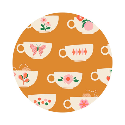 2.5 meters left! - Teacups in Caramel - Camellia Collection - Melody Miller - Ruby Star Society