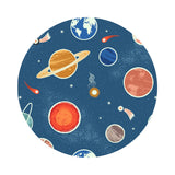 Glow Planets on Space Blue Glow in the Dark - Space Glow Collection - Lewis & Irene Fabrics