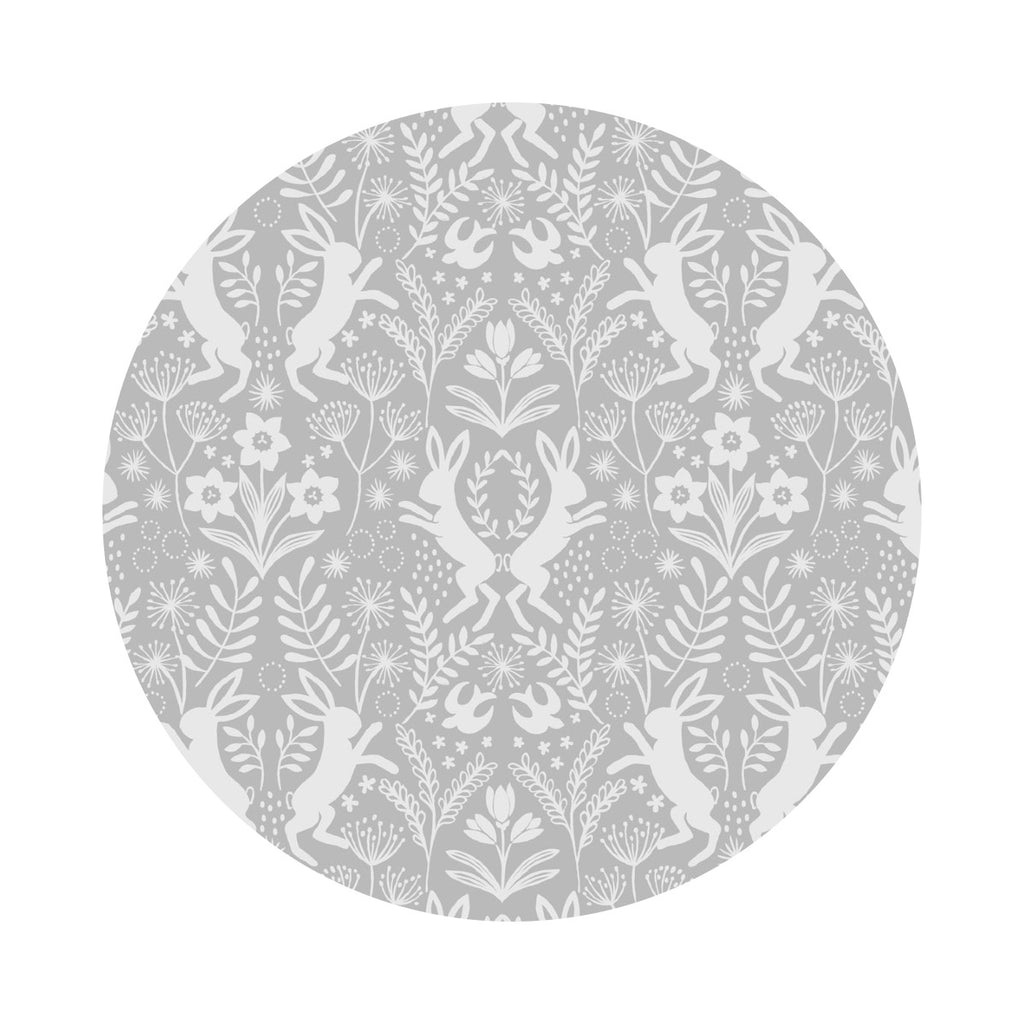 2 meters left! - Small Hares in Light Gray - Spring Hare Reloved Collection - Lewis & Irene Fabrics