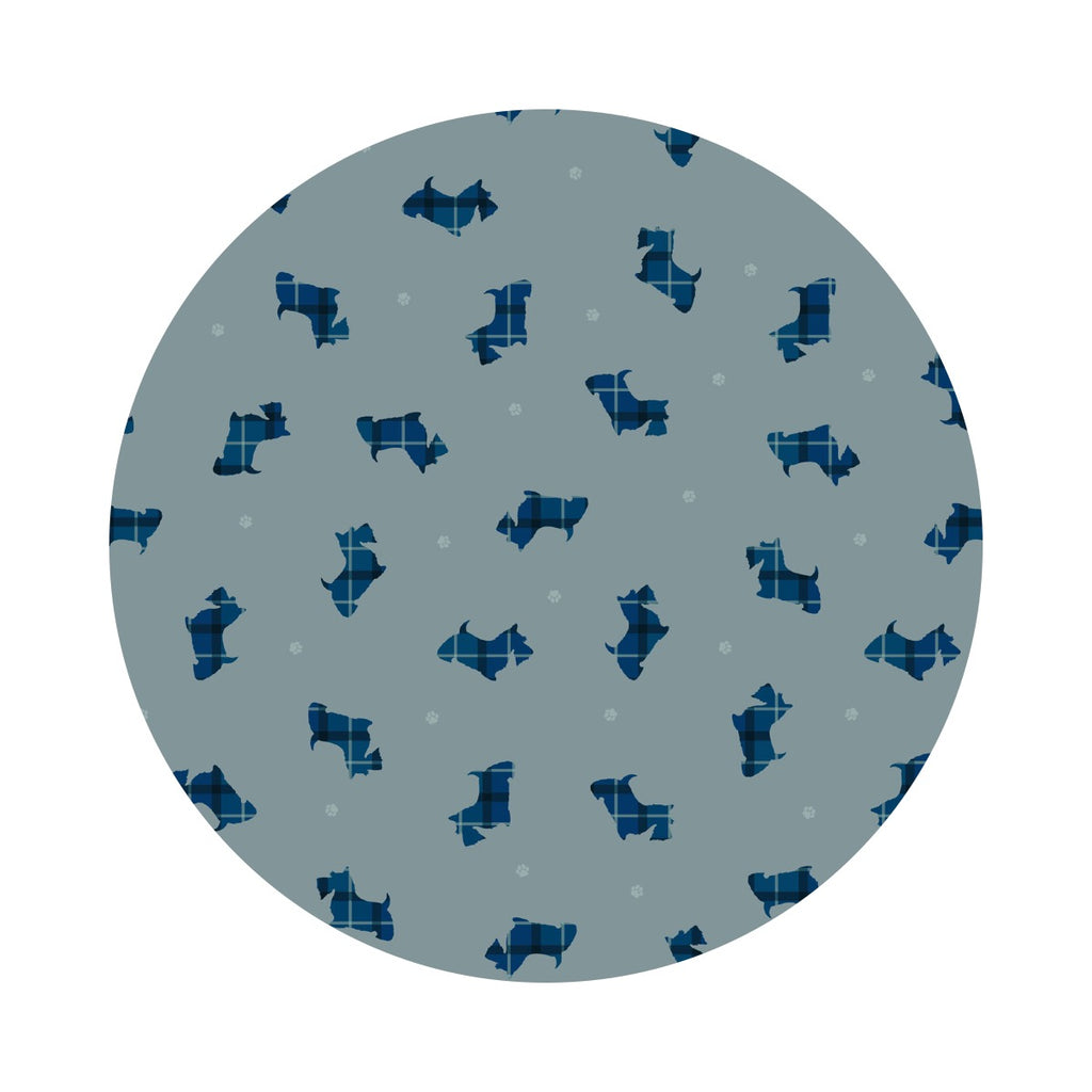 Scottie Dog on Loch Blue - Small Things Celtic Inspired Collection - Lewis & Irene Fabrics