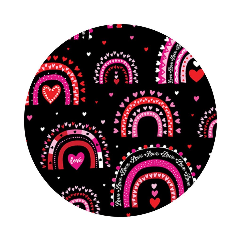 Rainbow Love in Black - Love You Fur-Ever Collection - Kanvas Studio - Benartex