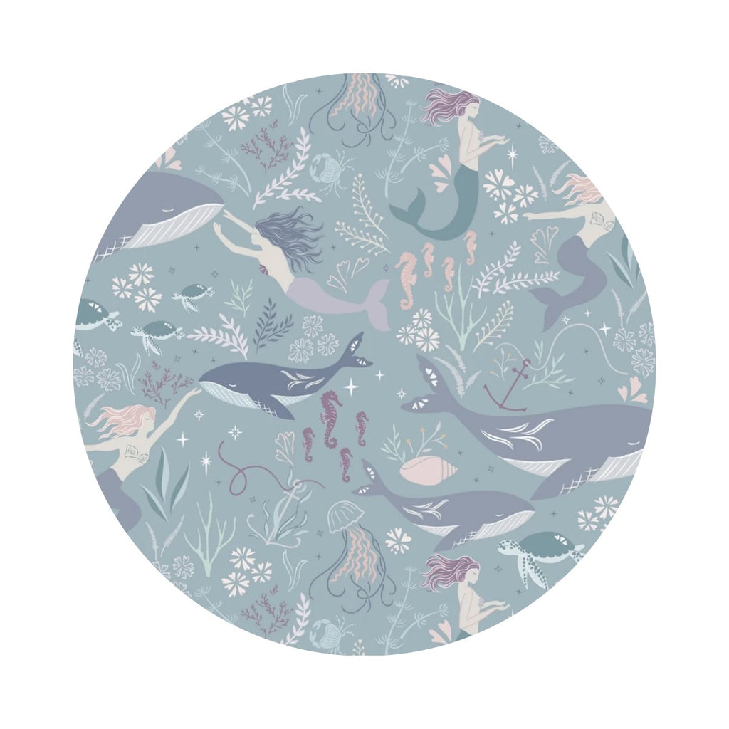 Sirens Spell in Dusky Turquoise - Sound of the Sea Collection - Lewis & Irene Fabrics