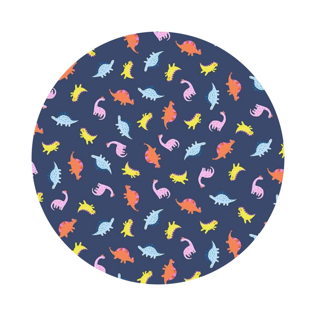 .5 meters left! - Dinosaur Toss in Navy - Hear Me Roar Collection - Dear Stella Fabrics