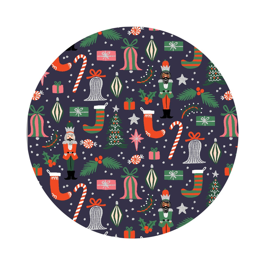 2.5 meters left! - Deck the Halls in Navy Metallic - Holiday Classics 2 by Rifle Paper Co. - Cotton + Steel Fabrics