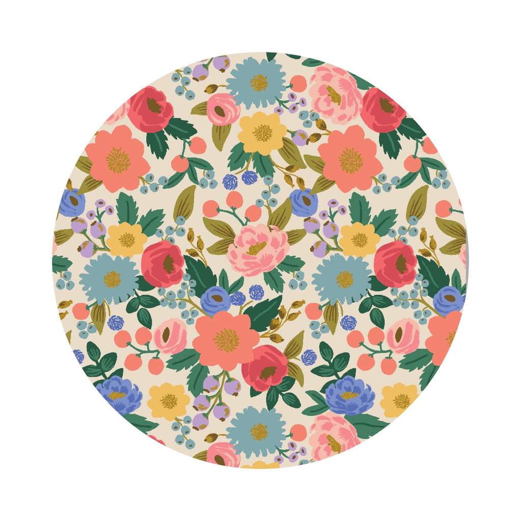 1.5 meters left! - Vintage Blossom in Cream Cotton with Metallic - Vintage Garden by Rifle Paper Co. - Cotton + Steel Fabrics