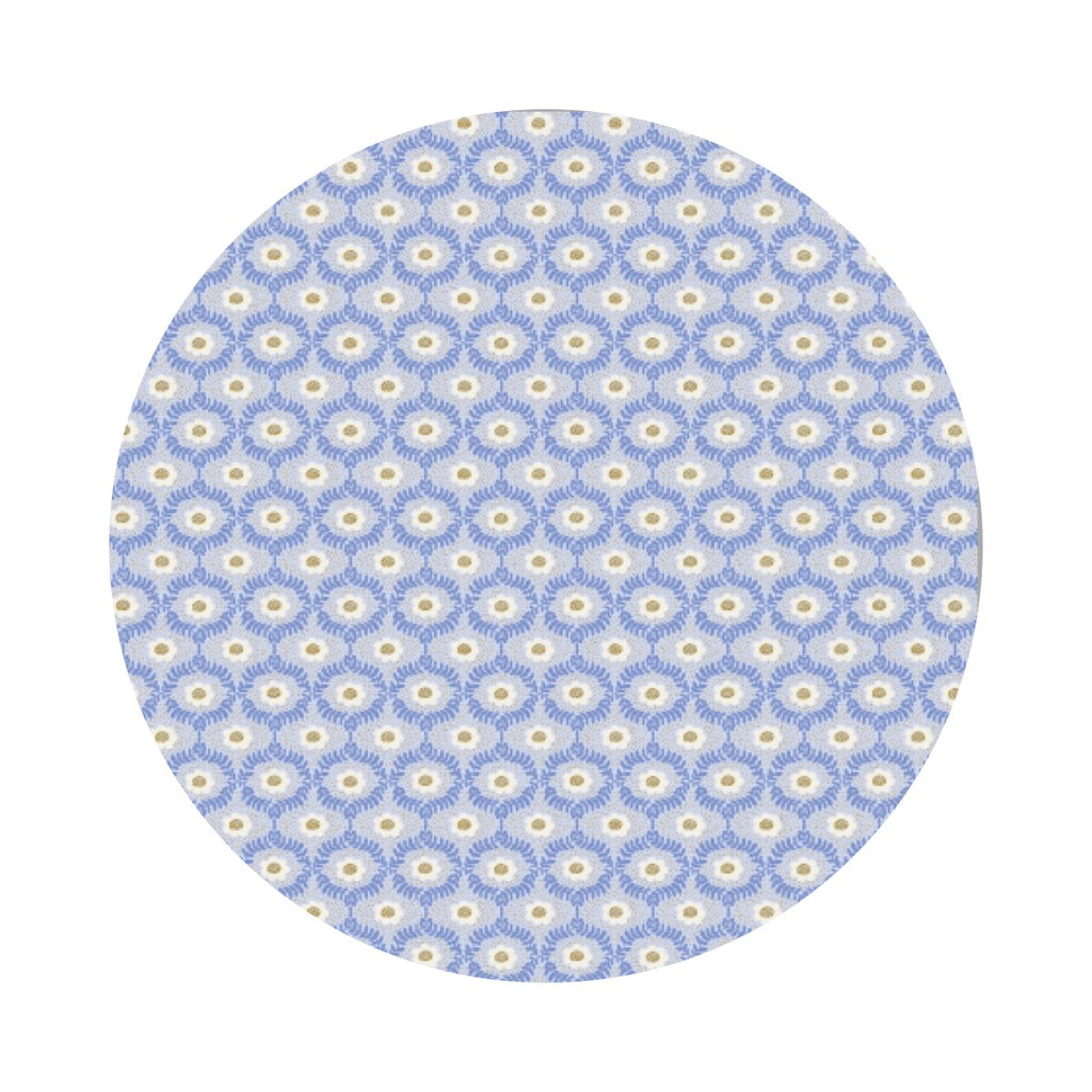2 meters left! - Emma in Light Blue Cotton with Metallic - Vintage Garden by Rifle Paper Co. - Cotton + Steel Fabrics