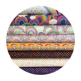 Rainbow Elephants on Ochre - Rainbows Collection - Lewis & Irene Fabrics