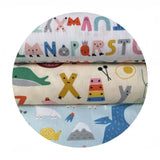 1 meter left! - Blue Dinosaurs - Animal Alphabet Collection - Paintbrush Studio Fabrics