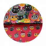 Cat Faces on Red - Christmas Sweater Cats Collection - Paintbrush Studio Fabrics