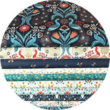 4.5 meters left! - Arts & Crafts Floral with Copper Metallic on Cream - Wintertide Collection - Lewis & Irene Fabrics