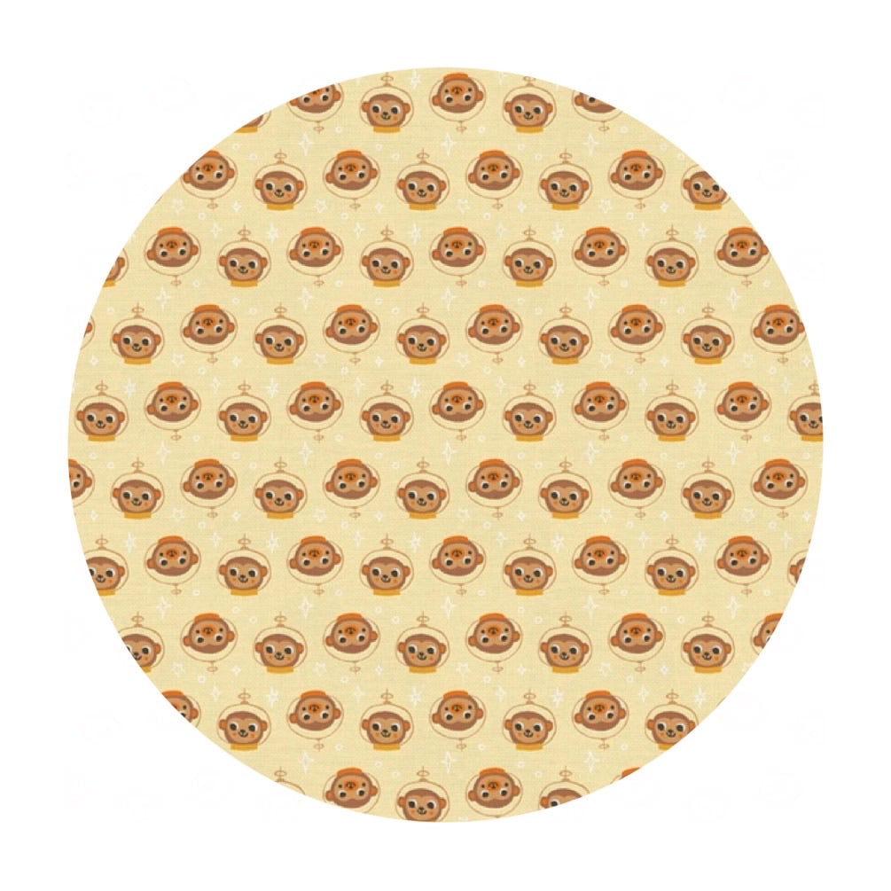 Space Monkey Heads in Yellow - Space Monkey Collection - Paintbrush Studio Fabrics