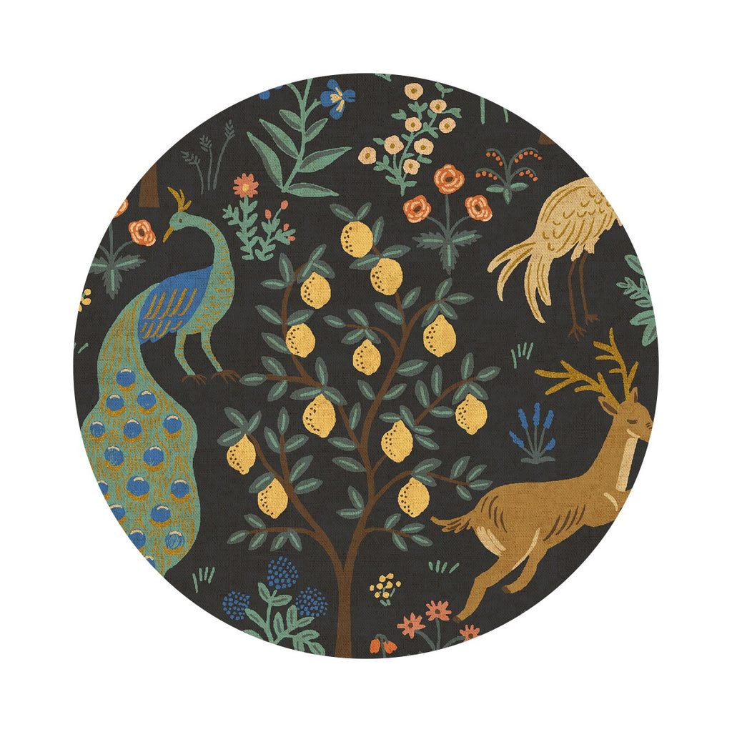 Menagerie in Black Canvas with Gold Metallic - Camont Collection by Rifle Paper Co. - Cotton + Steel Fabrics