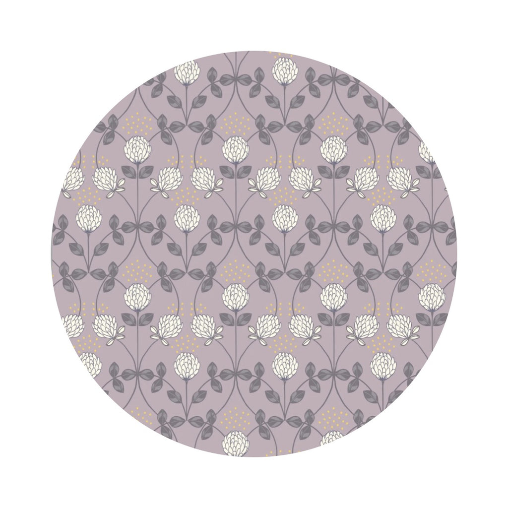 Clover on Warm Lavender with Gold Metallic - Honey Bee Collection - Lewis & Irene Fabrics