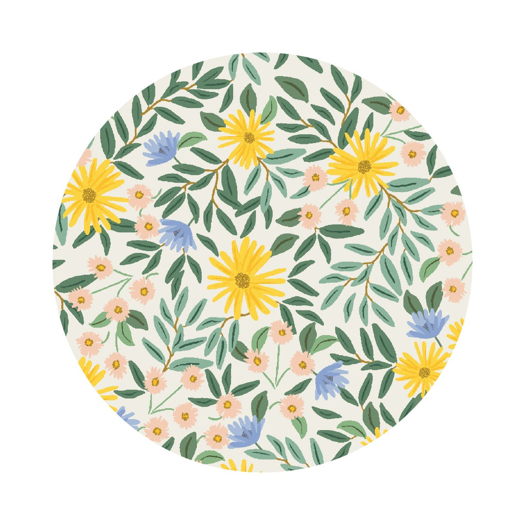 Daisy Fields in Cream Metallic Canvas - Bramble Collection by Rifle Paper Co. - Cotton + Steel Fabrics