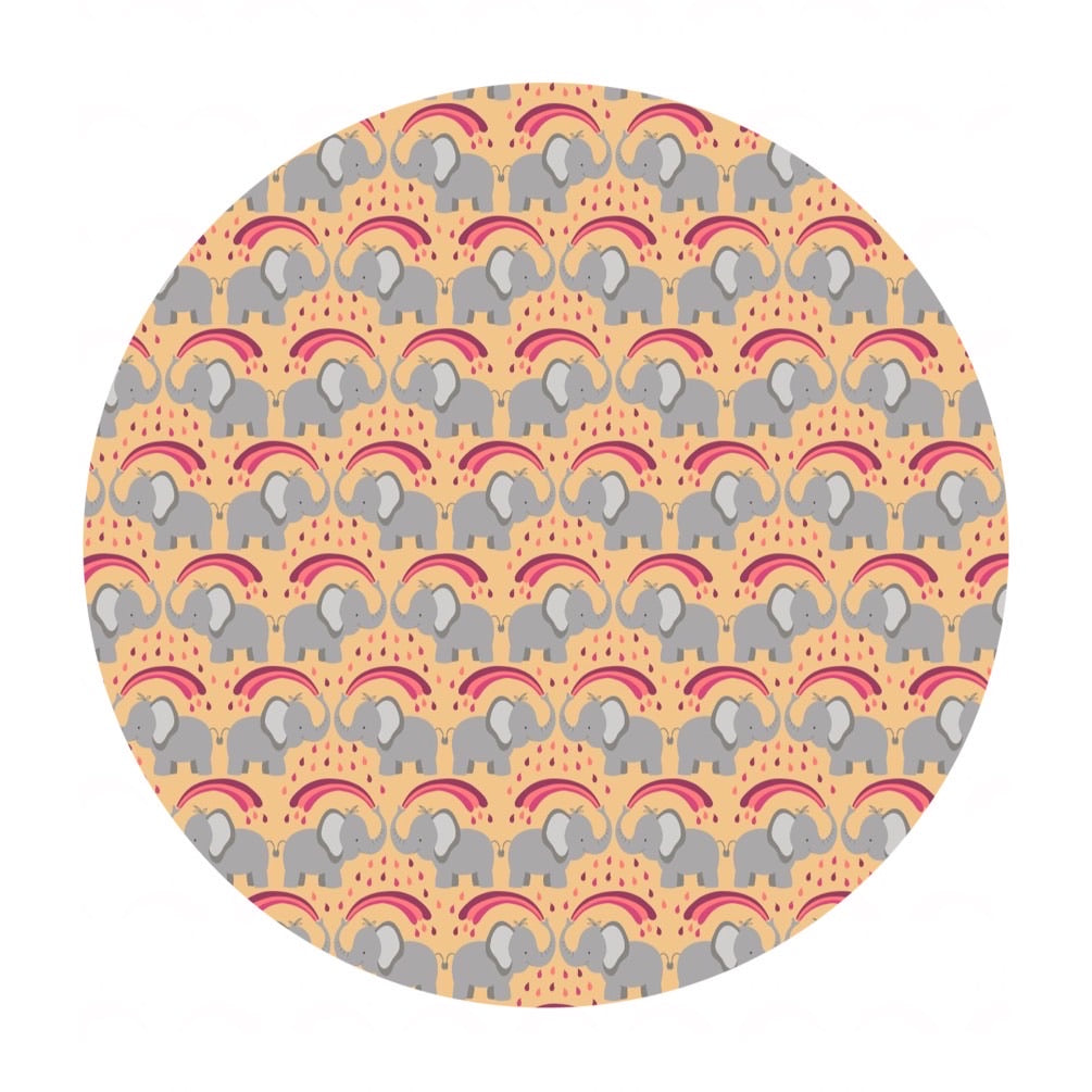 Rainbow Elephants on Ochre - Rainbows Collection - Lewis & Irene Fabrics