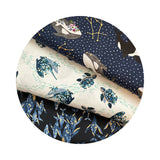 1 meter left! - Golden Whale in Great Depths Metallic Cotton - Cosmic Sea Collection - Calli and Co. - Cotton + Steel Fabrics