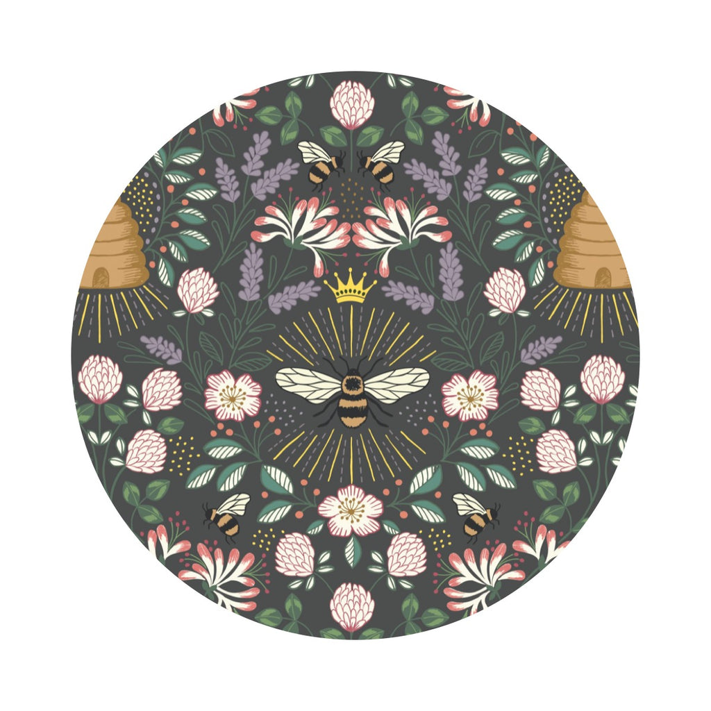 2 meters left! - Beehive on Dark Gray with Gold Metallic - Honey Bee Collection - Lewis & Irene Fabrics