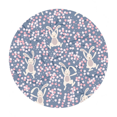 4 meters left! - Swinging Bunnies on Denim Blue - Bunny Hop Collection - Lewis & Irene Fabrics