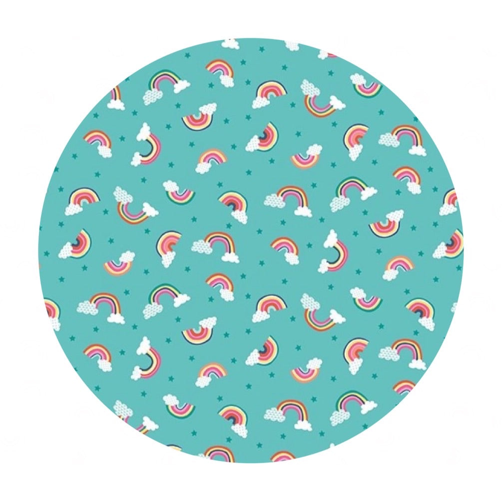 2 meters left! - Rainbows in Turquoise - Daydream Collection - Makower UK Fabric