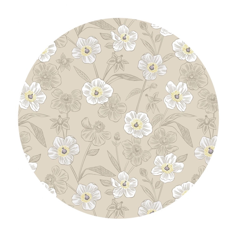 1.5 meters left! - Rambling Floral on Dark Cream - Botanic Garden Collection - Lewis & Irene Fabrics