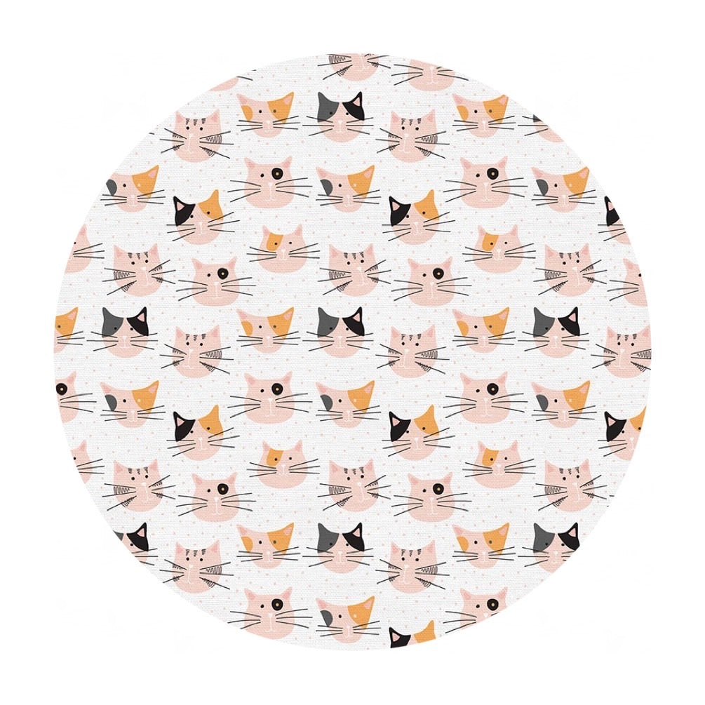 Cat Faces on White - Tails & Whiskers Collection - Paintbrush Studio Fabrics