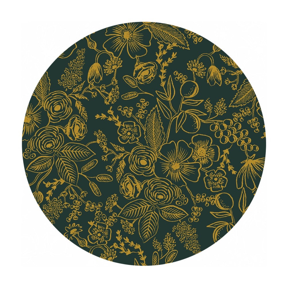 3 meters left! - Colette in Evergreen Metallic Cotton - Holiday Classics by Rifle Paper Co. - Cotton + Steel Fabrics