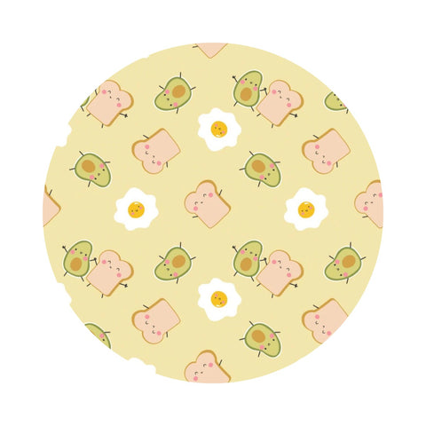 3 meters left! - Toast Buddies in Light Yellow - Rise and Shine Collection - Camelot Fabrics