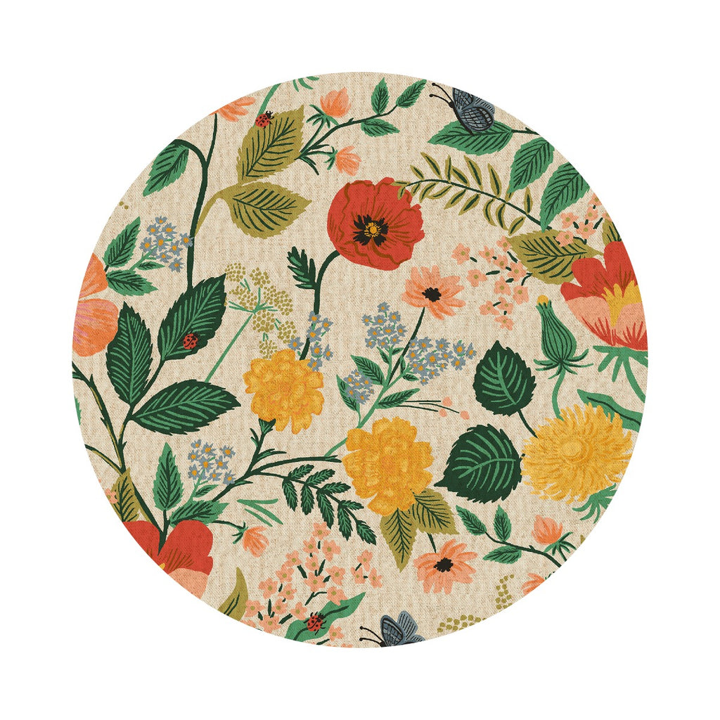 .5 meters left! - Poppy Fields in Natural Unbleached Canvas - Camont Collection by Rifle Paper Co. - Cotton + Steel Fabrics