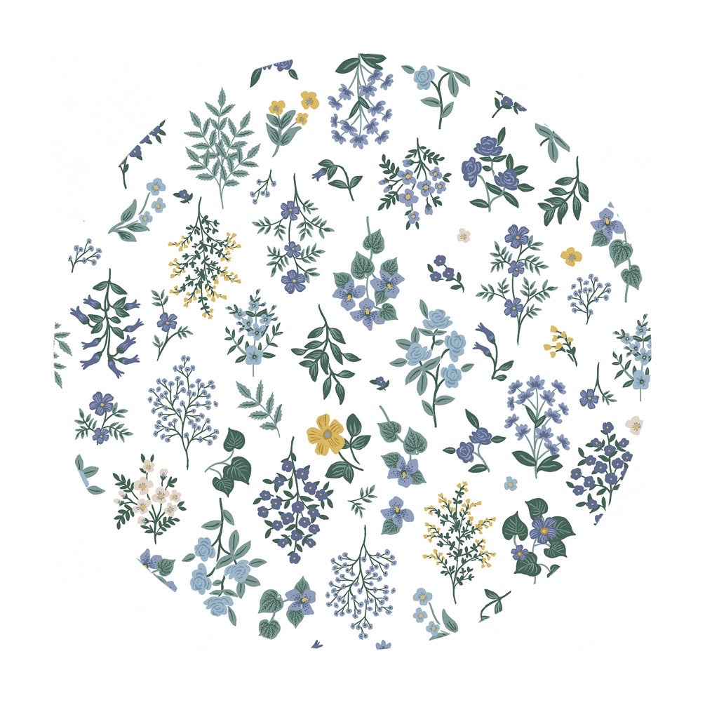 .5 meters left! - Hawthorne in Periwinkle Cotton - Strawberry Fields by Rifle Paper Co. - Cotton + Steel Fabrics