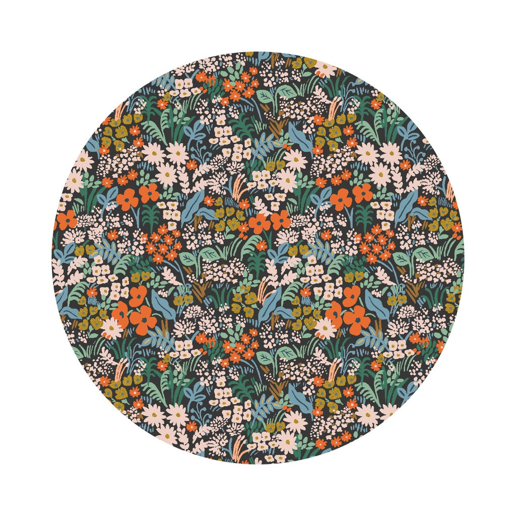 Meadow in Black Cotton with Metallic - Bon Voyage Collection by Rifle Paper Co. - Cotton + Steel Fabrics