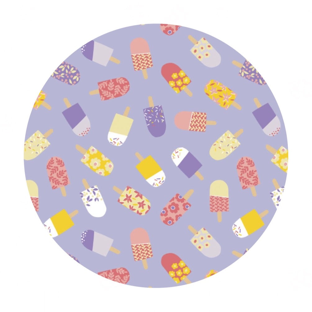1 meter left! - Floral Ice Pop Toss in Lilac - Ice Cream Blossoms Collection - Camelot Fabrics