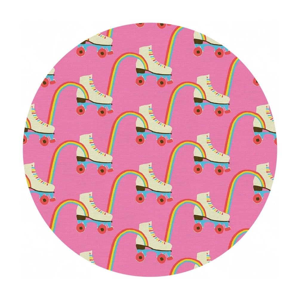Skates & Rainbows on Pink - Let the Good Times Roll Collection - Paintbrush Studio Fabrics