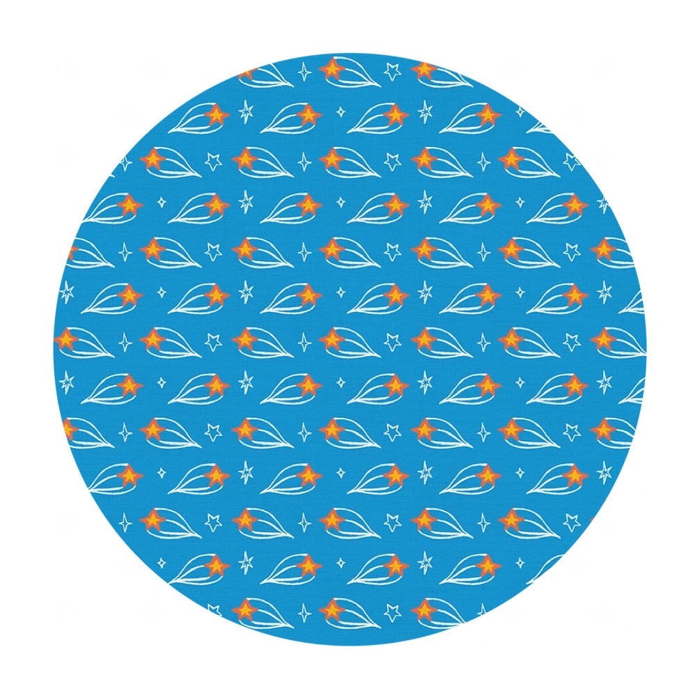 1 meter left! - Shooting Star in Blue - Space Monkey Collection - Paintbrush Studio Fabrics