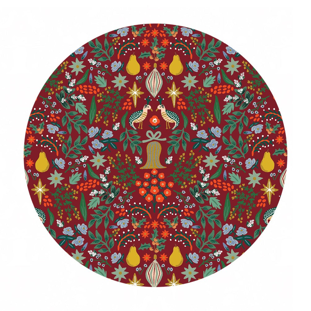 2.5 meters left! - Partridge in Berry Metallic Cotton - Holiday Classics by Rifle Paper Co. - Cotton + Steel Fabrics