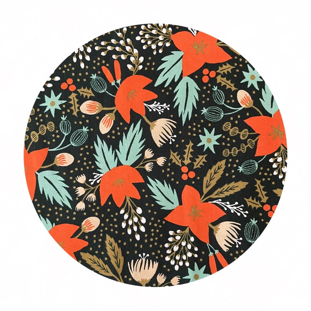 1.5 meters left! - Poinsettia in Evergreen Rayon - Holiday Classics by Rifle Paper Co. - Cotton + Steel Fabrics